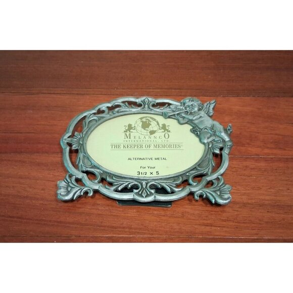 Frame Photo Picture Silver Metal Pewter Cherubs Art Nouveau Cottage Core - Picture 3 of 6